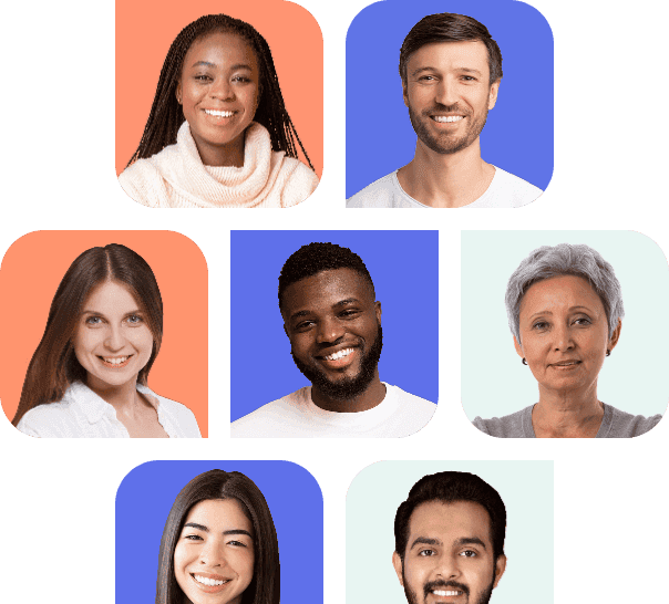 Mural com rostos diversos de pessoas